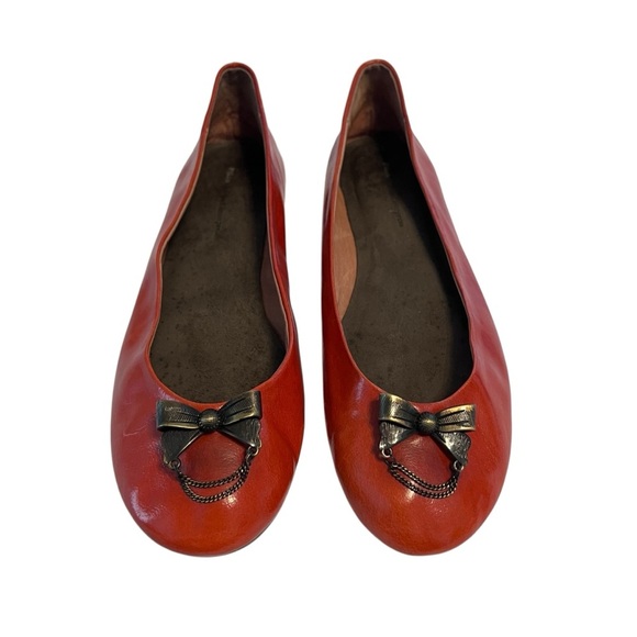 Pilcro Faux Leather Ballet Flats 8.5M Burnt Orange Bow Loafers - Picture 1 of 6
